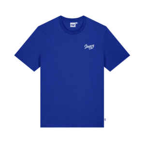 Shapers-Club- A royal blue short-sleeved t-shirt entitled "GOOD VIBES ONLY", with a small white "Swagers Club" logo in a casual font on the left side of the chest. The t-shirt features a simple design, a round neck and exudes a sense of effortless positivity. -surfshop-surfboard
