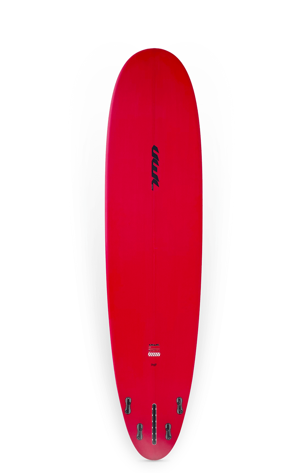 Shapers-Club- La planche de surf Door est dotée d'un pont supérieur rouge brillant avec un logo, d'un fond dégradé blanc à noir et de dimensions de 8'2" x 22 1/2" x 3" (62,5 L). Elle offre à la fois style et performance avec plusieurs emplacements pour ailerons. -surfshop-surfboard