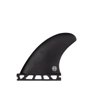 Shapers-Club- Une seule dérive de planche de surf Captain Fin Co - FiberGlass - Side Bites 3.75 BLACK avec un petit logo d'ancre près de la base, affichée sur un fond transparent. -surfshop-surfboard